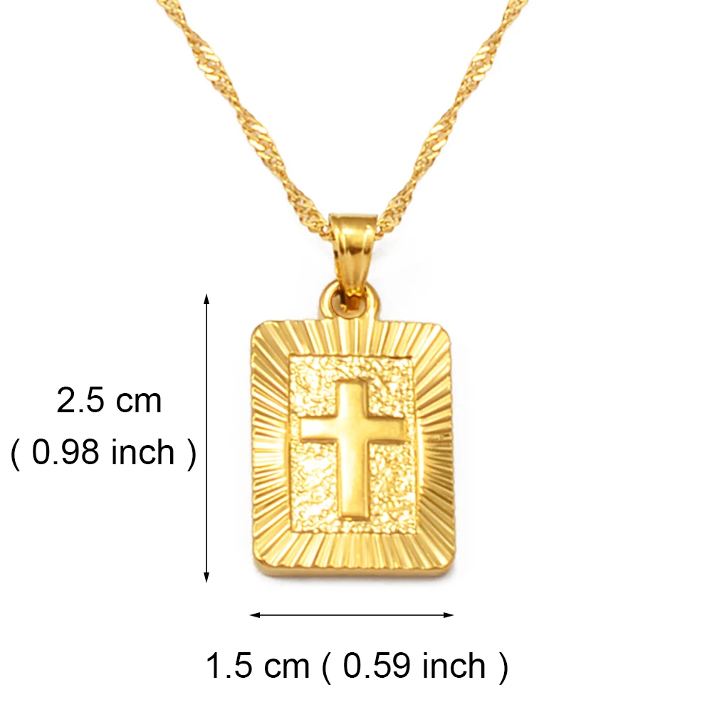 Anniyo Christian Cross Necklaces Women Gold Plated Christianity Crucifix Classic Jewelry Charm Pendant Jesus Items  #087506