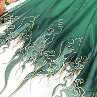 1M Chinese Style Heavy Industry Embroidery Fabric Gradient Petal DIY Edges Designer Fabric For Sewing Hanfu Dress Stage Costume