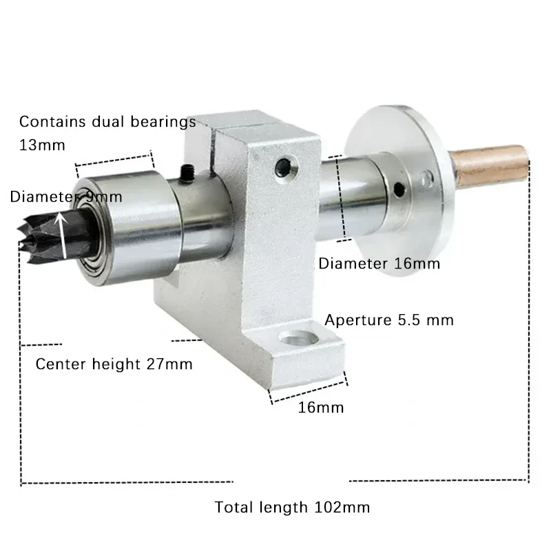 DIY Small Household Woodworking Lathe Tailstock Accessories Rotary Active Plum Blossom Top Playing Wood Beads Machine