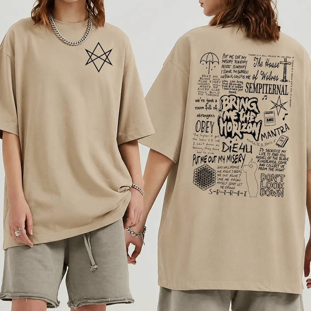 Bring Me The Horizon Unisex Rock-Musik T-Shirt, klassischer Band-Stil, O-Ausschnitt, Kurzarm-T-Shirt, bequeme Freizeitkleidung für Männer. – Detail 3