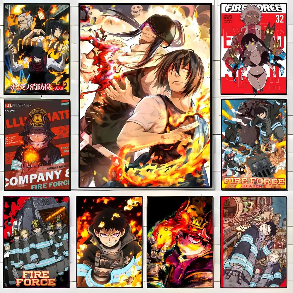 Hot-blooded Japanese Anime Fire Force Poster Wall Art Print Decorative Mural Home Decor Gift Unframed