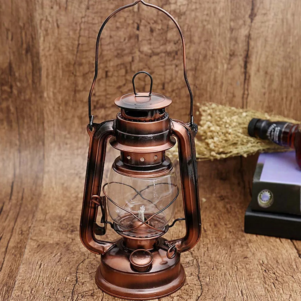 Vintage Oil Light Camping Lantern Handheld Hanging Oil Lamp Decor Living Outdoor Camping Atmosphere Light Room Party Ornament