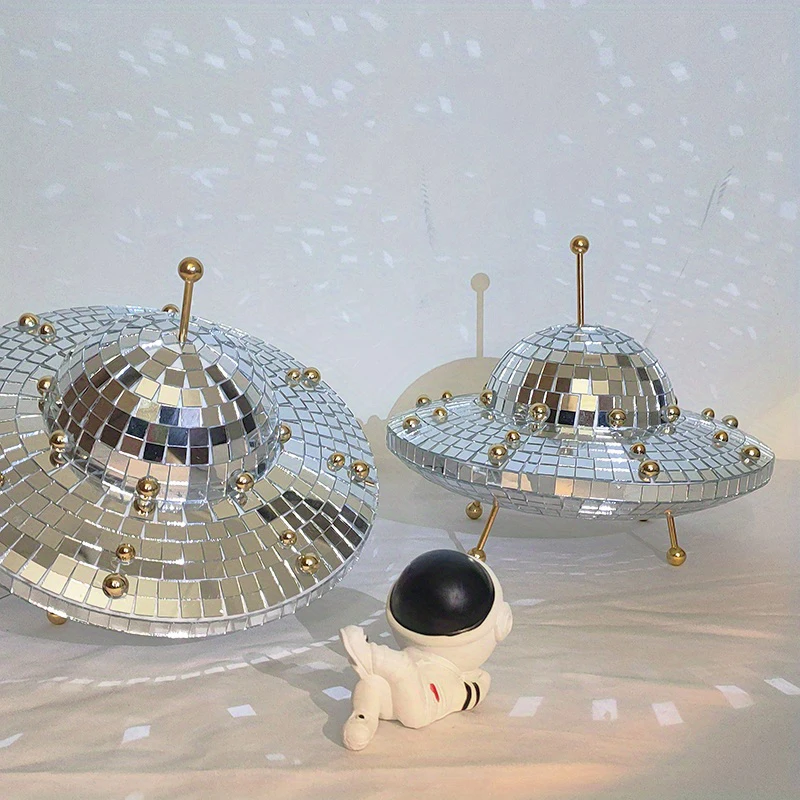 Disco Ball UFO Space Mirror Reflective Balls Creative World Desk Ornaments Art Crafts Vintage Funny Christmas Decorations Gifts