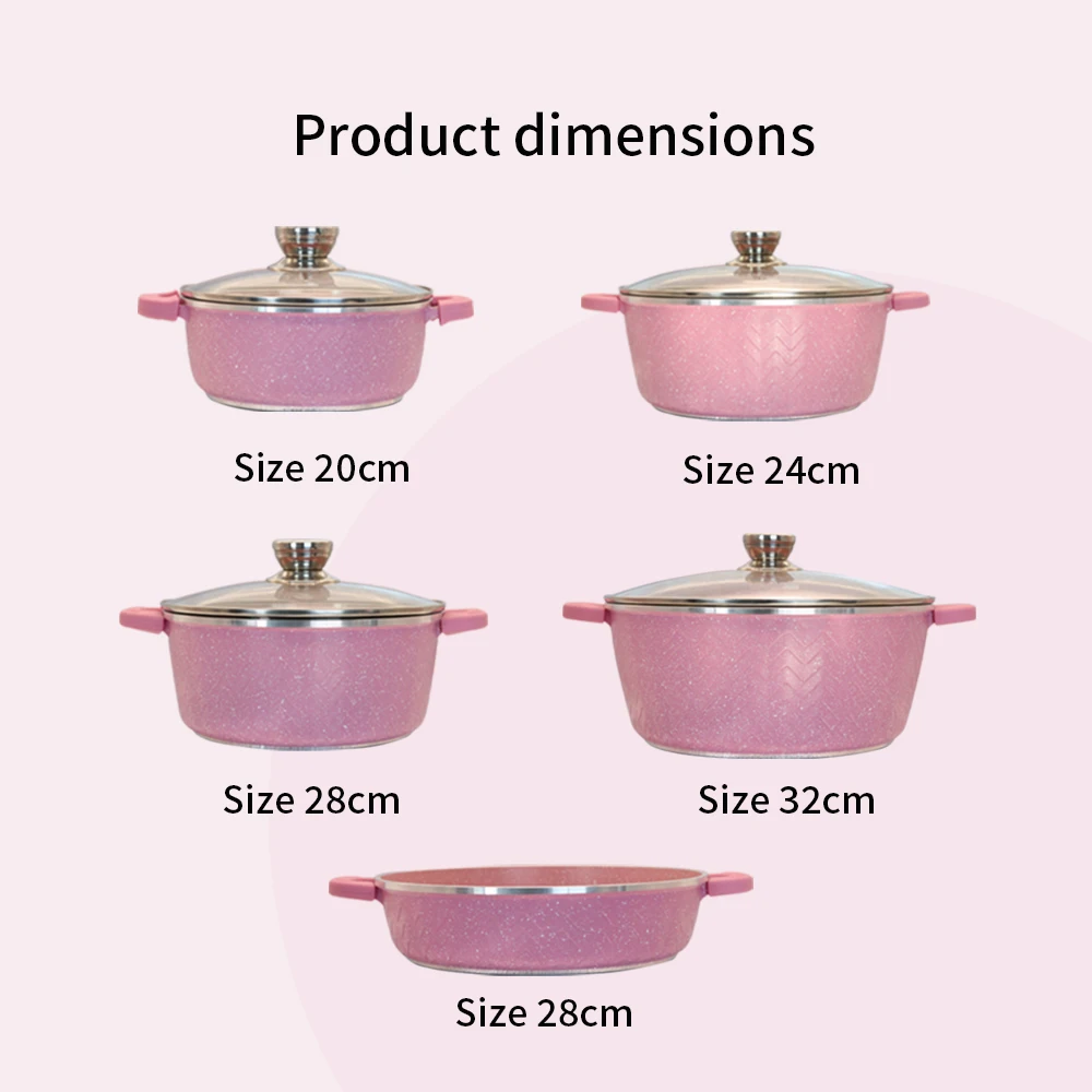 Aluminum Alloy Cookware Set with Glass Lids Multi Piece Non Stick Kitchen Pots and Pans for Home Cooking Cookware