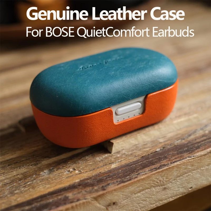 Genuine Leather For BOSE QuietComfort Earbuds Case Luxury Real Leather Made Handmade Cover free printing alphanumeric Earphone