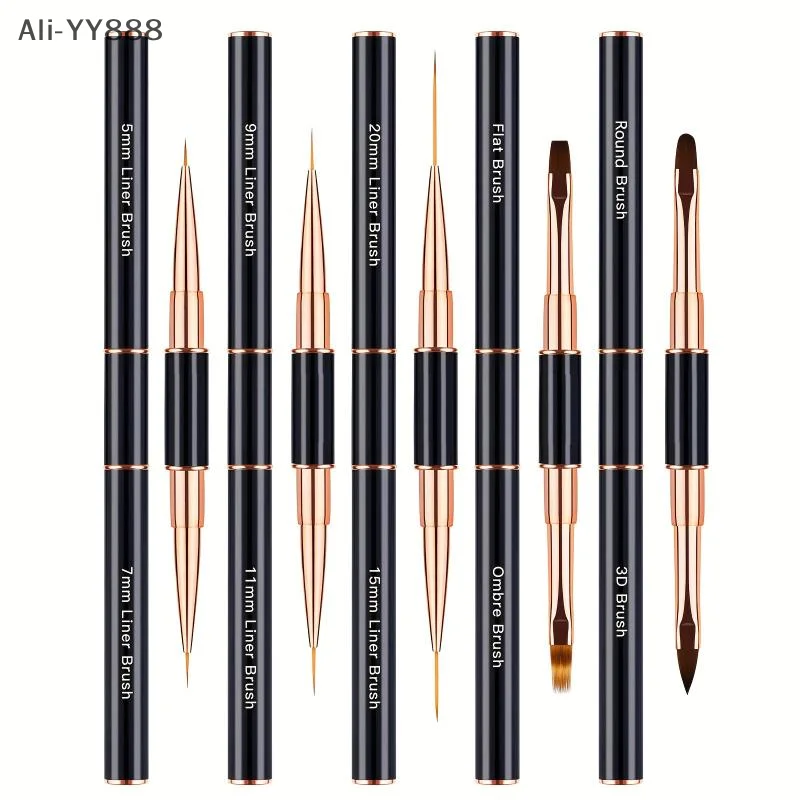 

5 Pcs Double-Ended Nail Art Brushes Liner Detail Thin Brushes Nail Drawing Pen 3D Nail Art Decorations At Home DIY Manic
