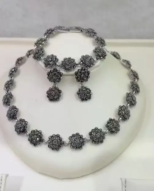 new-arrival-crystal-cluster-jewelry-set-women-vintage-statement-necklace-earring-bracelet-nigerian-wedding-banquet-evening-party