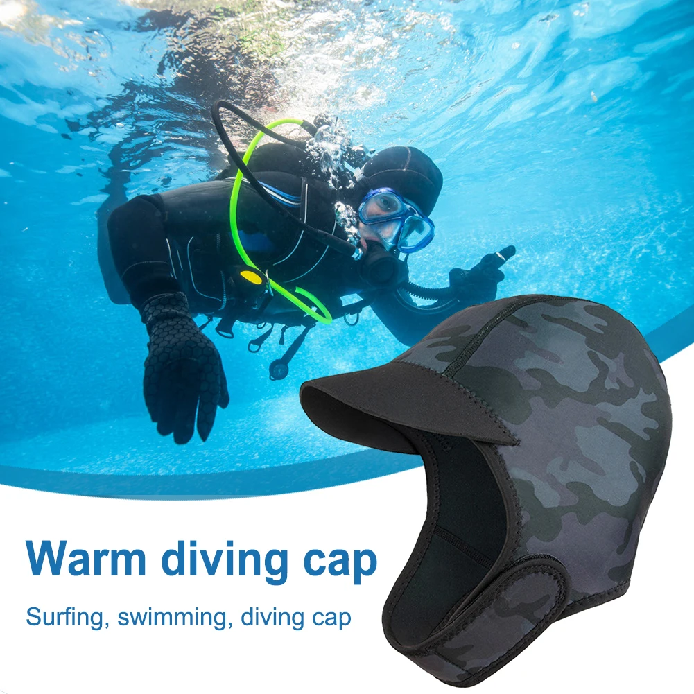 2MM Adult Snorkeling Hat Cold Proof Warm Mens Womens Swimming Hat Neoprene Winter Swimming Cover for Outdoor Surfing Wading