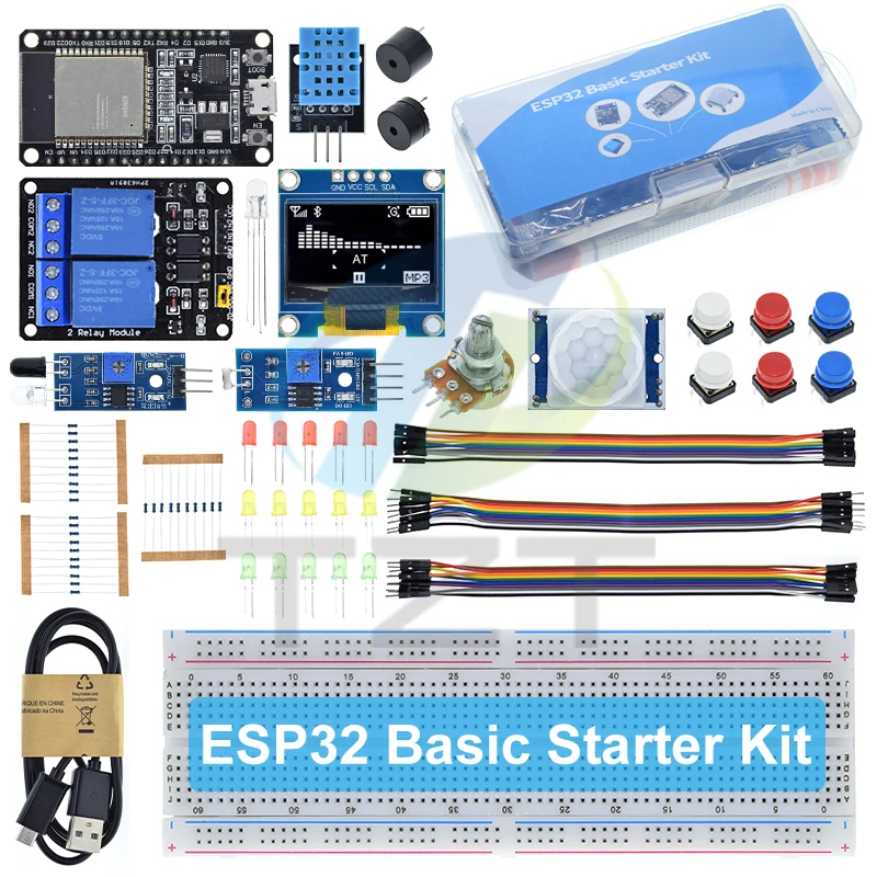 Basic Starter Kit for ESP32 ESP-32S WIFI Development Board for Arduino Project Learning Kit with Tutorials ESP32 Kit With Box