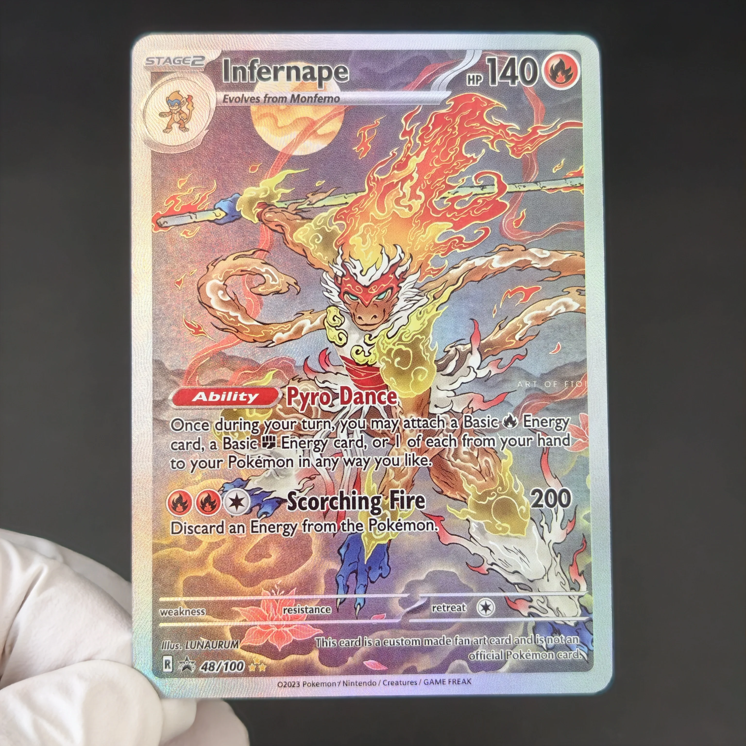 2023 PTCG Pokemon Collection card English/Oriental Ink Wash style DIY Self Made Full Art Holo flash Textured Card view 3
