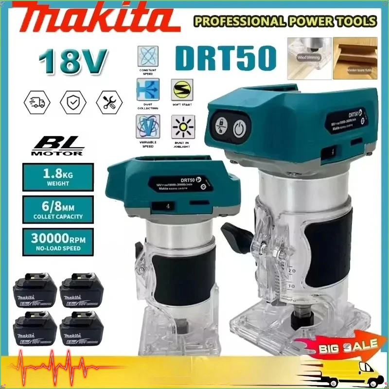 

Makita DRT50 Brushless Slotting Milling Woodwork Engraving Machine Cordless Trimmer Rechargeable Trimming Machine 18V