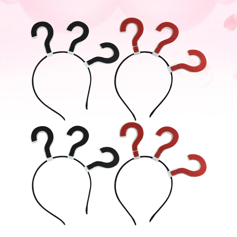 

4pcs Dress Up Headdress Creative Question Mark Headband Funny Symbol Headwear Festival Accessory for Decor (Red + Black)