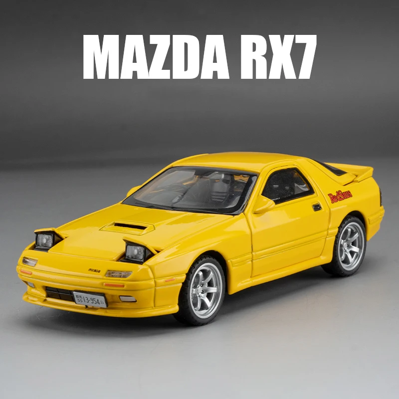 Mazda RX7 FC INITIAL D MX5 Mazda modelo de aleación, coche de juguete fundido a presión de Metal, sonido y luz, vehículo de juguete para niños, 1:32