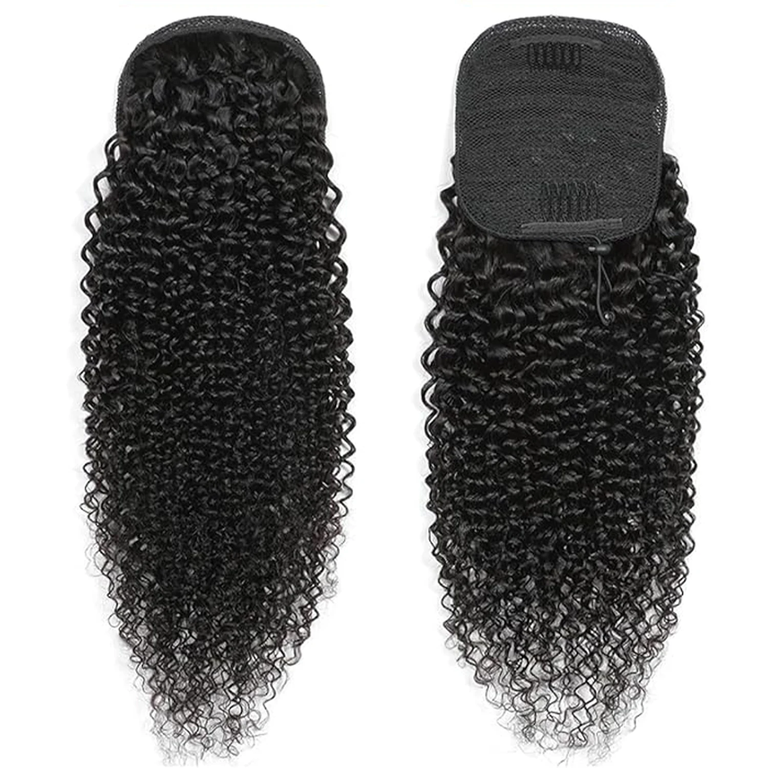 Ponytail Extension Remy Human Hair Water Wave Drawstring Ponytail Extensions Curly Wavy Ponytail Natural Hairpiece for Women