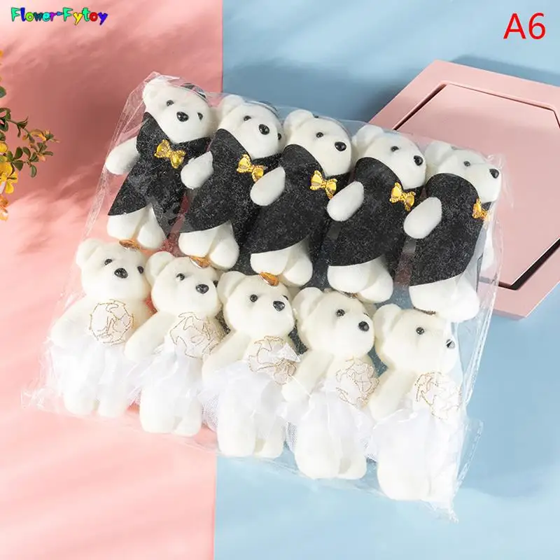 10Pcs Couple Models Pair Bear Flower Bouquet Cartoon Dolls Wedding Decoration Accessories Bubble Bear Decoration Birthday Gifts