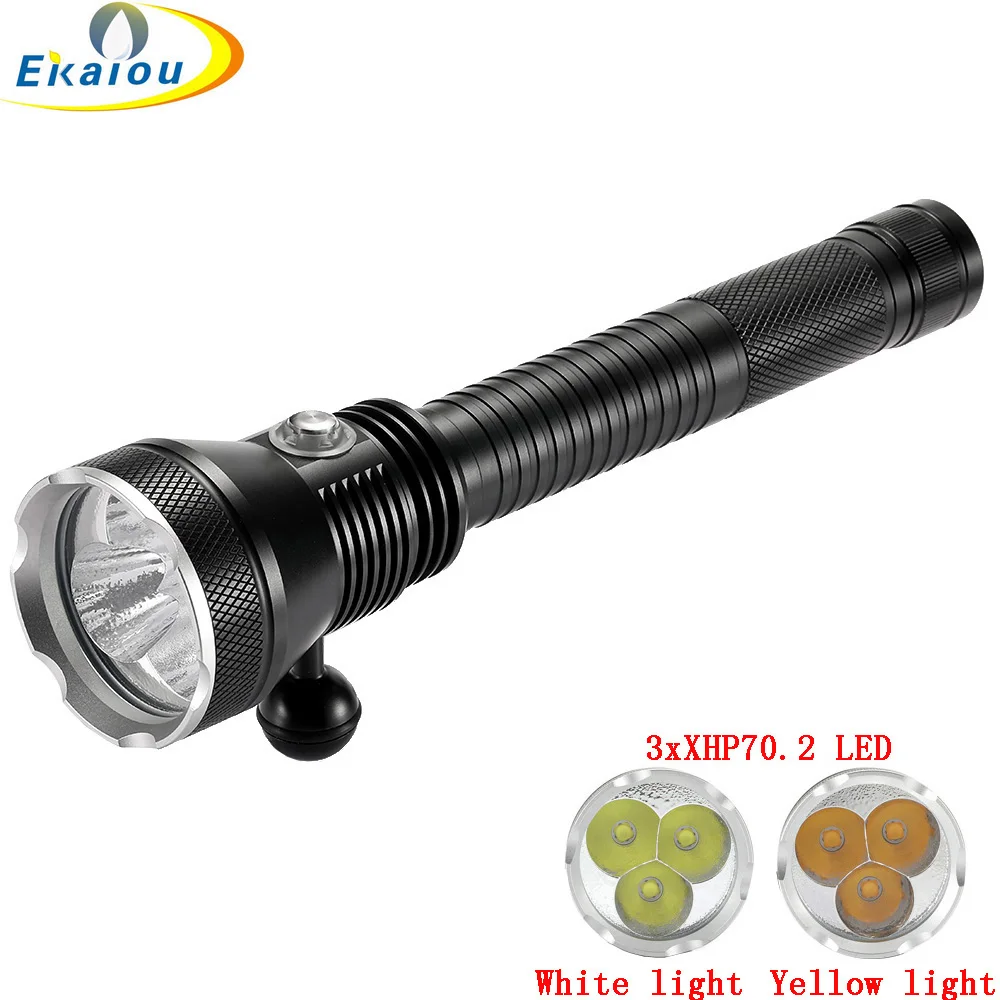 New High-Power 3xXHP70.2 LED Diving Flashlight Underwater Waterproof Spearfishing Lights For Hunting Deep Sea Cave Dive Lamp