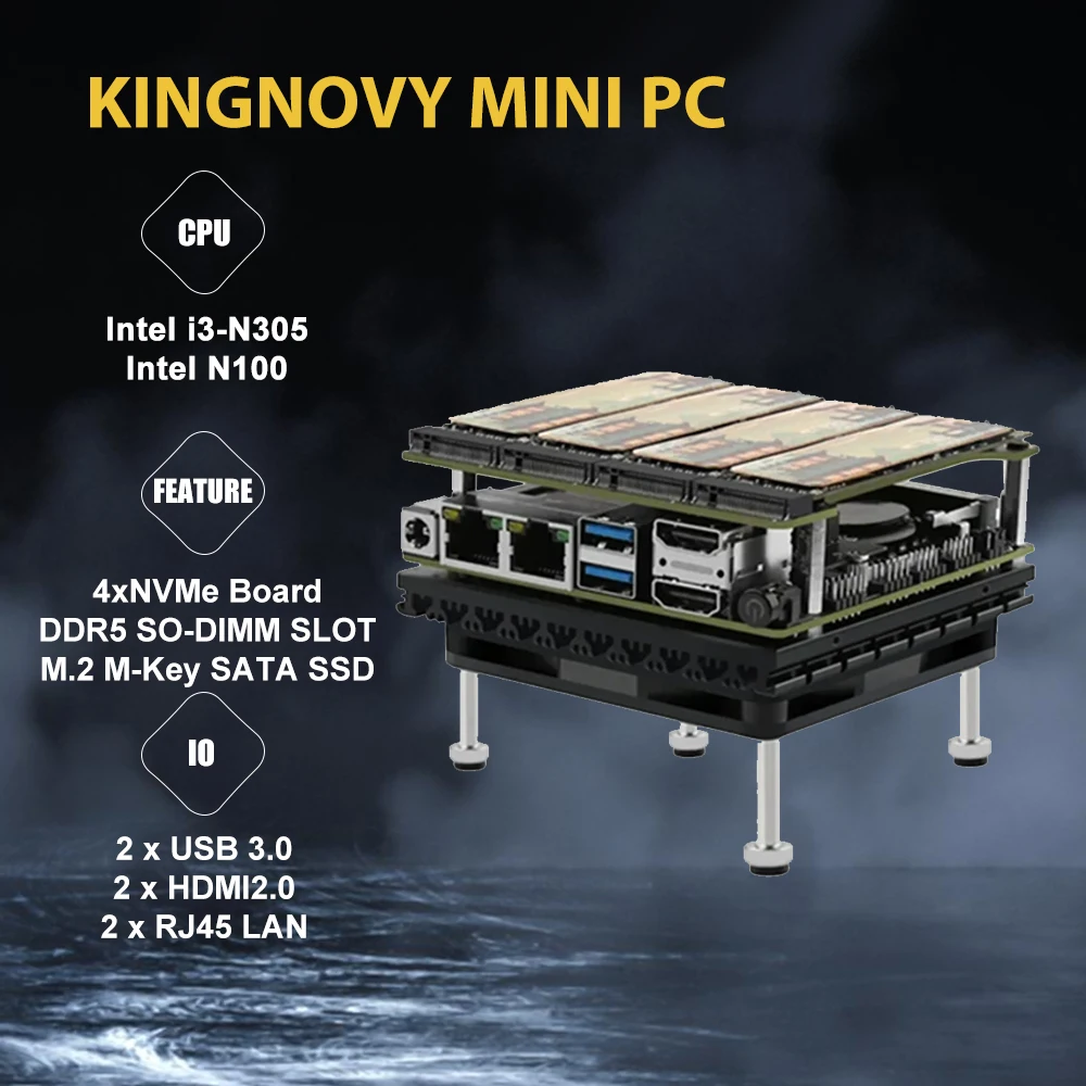 เมนบอร์ด2025 NAS 4xM ชุดบอร์ด NVMe 2ชุดอุปกรณ์12th ไฟร์วอลล์คอมพิวเตอร์ขนาดเล็ก i3 Intel N305 N100 2xi226-V เราเตอร์นุ่ม2.5g DDR5 4800 2xUSB