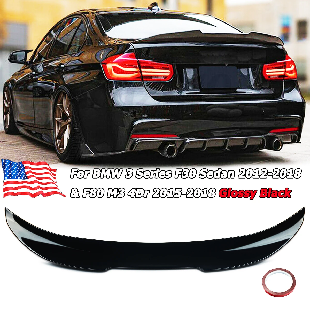 

Gloss Black PSM Style Rear Trunk Spoiler Wing Lip For 2012-2018 BMW F30 3 Series Sedan M3 Rear Tail Wins Magickit
