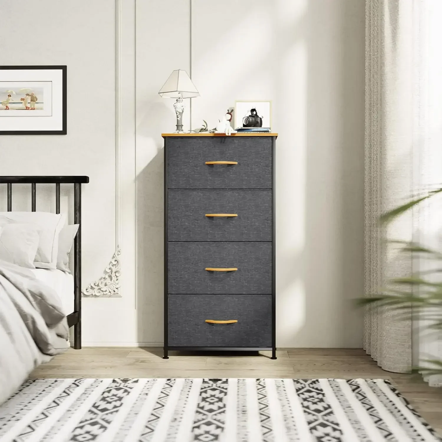 4 Drawer Dresser - Fabric Cloth Dresser, Dressers & Chests of Drawers for Bedroom, Living Room, Hallway, Closets