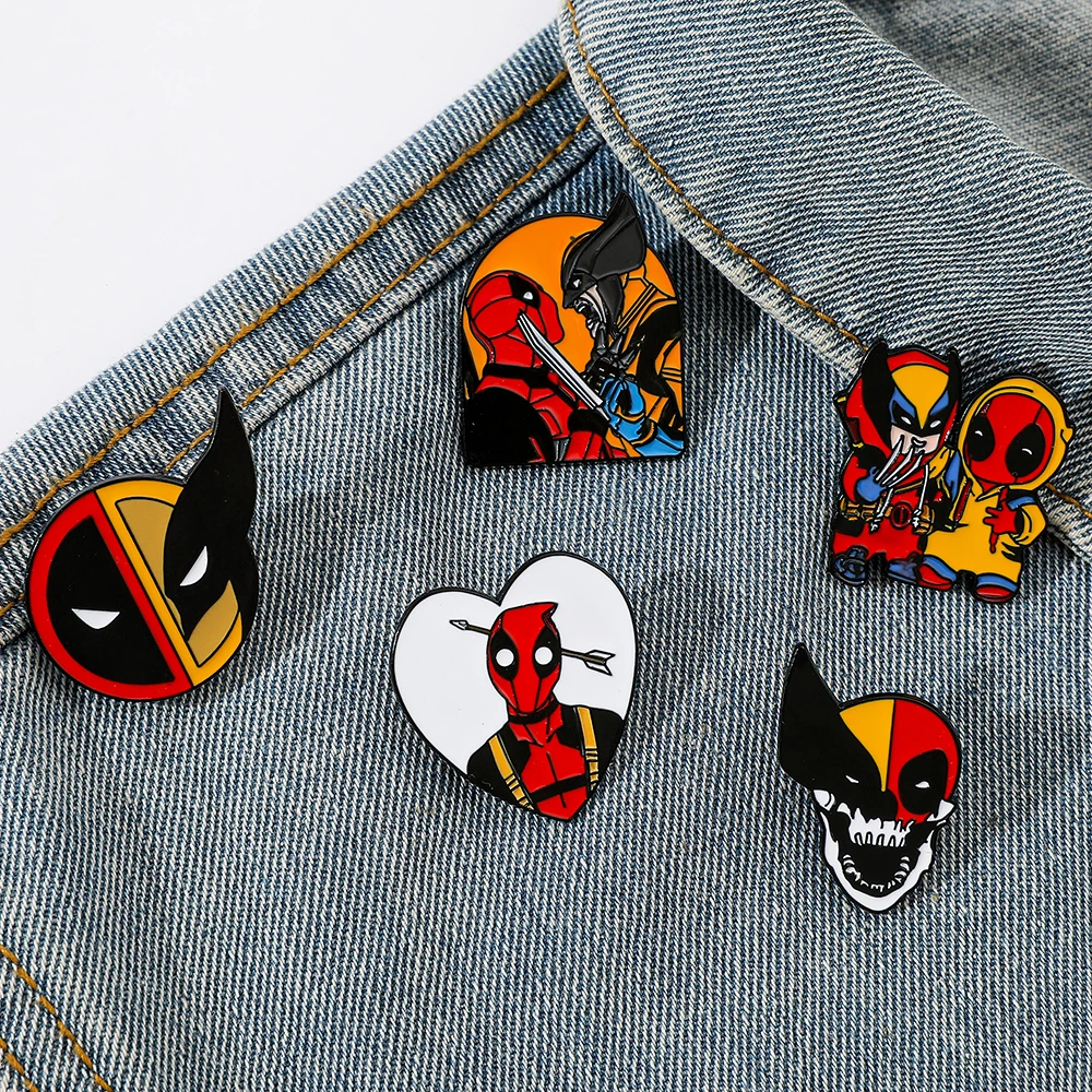 5-delige cartoon Marvel Comics broche knappe Gersonality Deadpool emaille pin metalen badge sieraden kleding rugzak accessoires