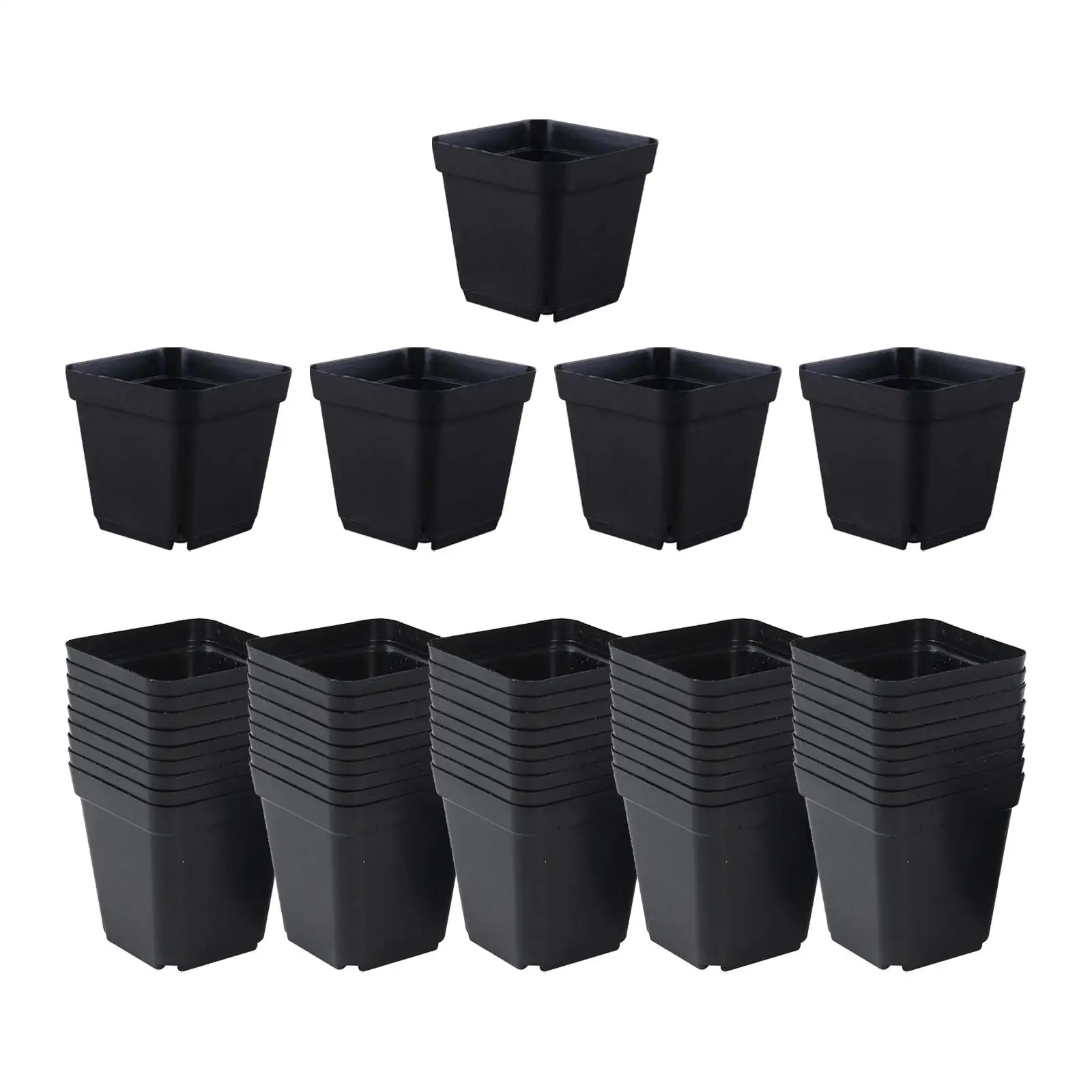 50 Pieces Nursery Pots Seedling Flower Plant Container Flower Planter Square Pp Black Seed Starting Pot for Table Office