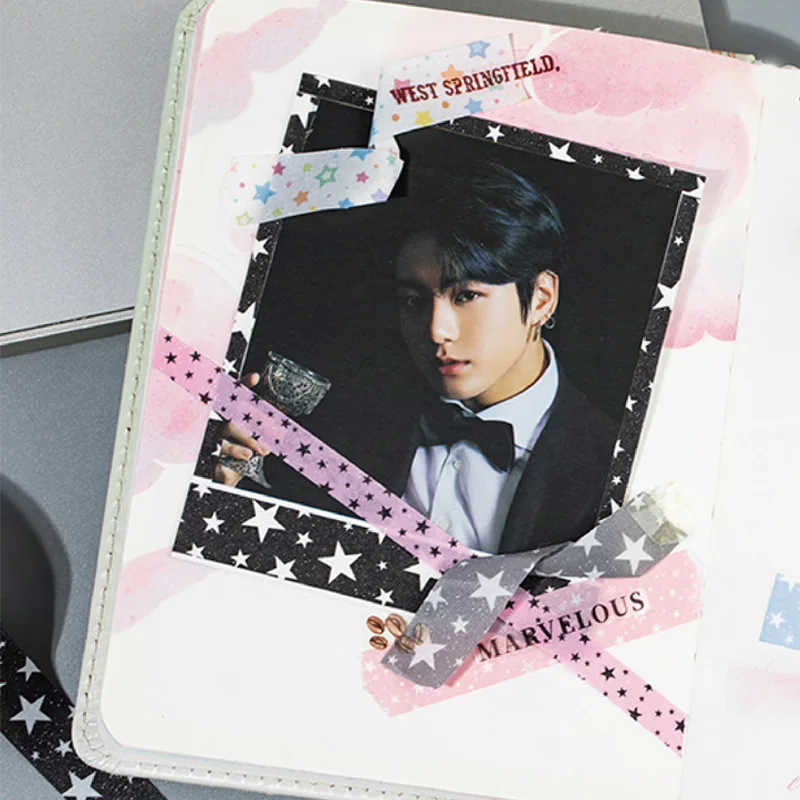 1Style 12Rolls/bag Walking with the Stars Tape Set Creative Handbook Material DIY Scrapbook Photo Frame Diary