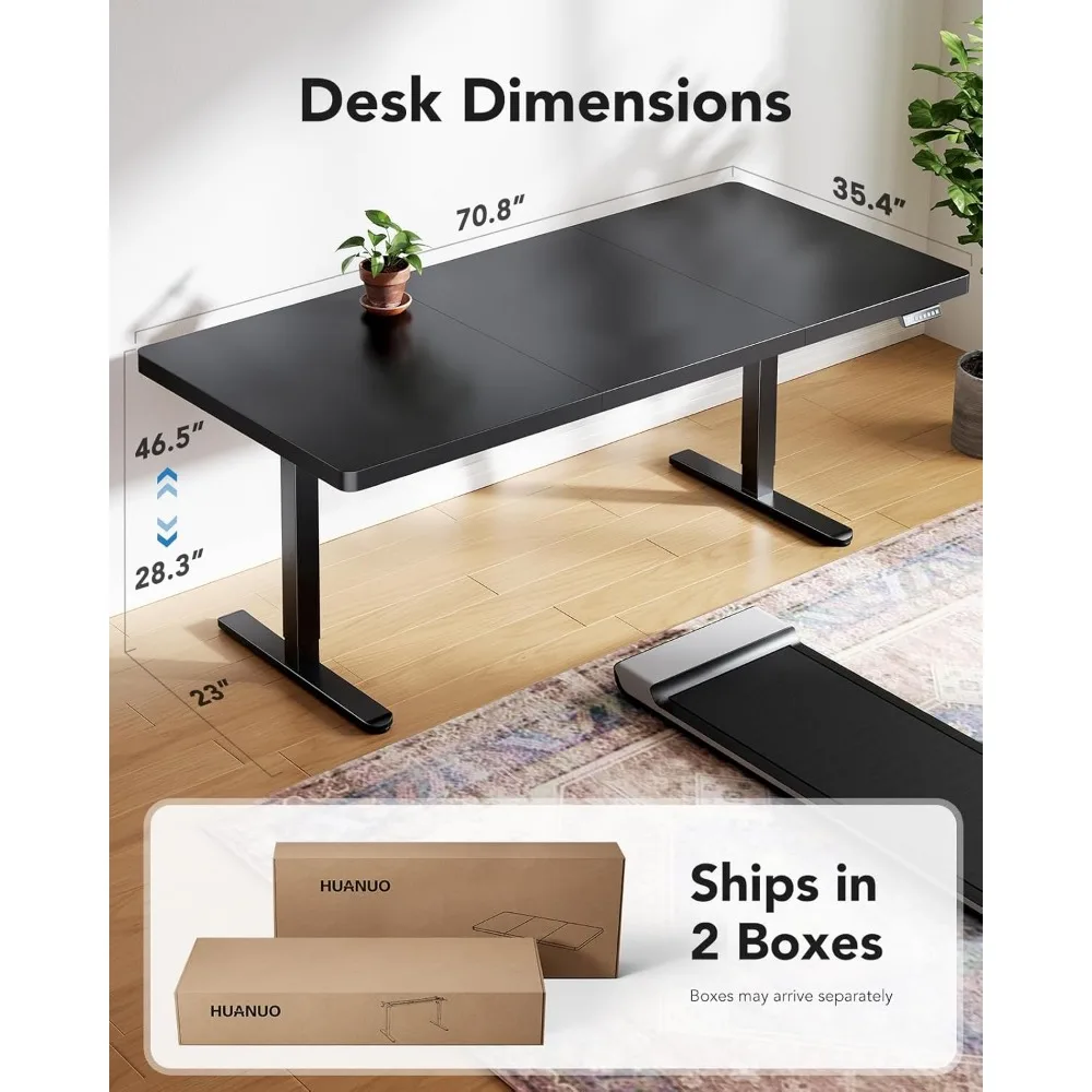 Large Electric Adjustable Standing Desk 71x35, Brushless Motor, 4 Memory Settings, Sit-Stand Desk with Height Adjustment Feature