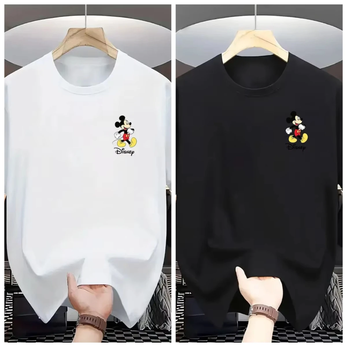 

Red Disney Mickey Mouse Series Women's Casual Cotton Couple Top Short Sleeve Breathable T-shirt for Vacation Unisex