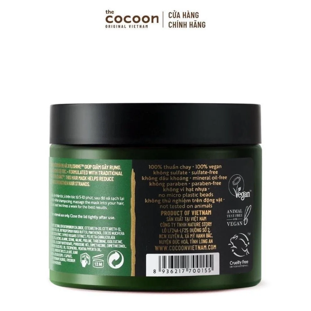 Vietnam Cocoon Pomelo Hair Mask 200ml No Steam Deep Nourish Repair Dry Frizzy Hair Silky Smooth Leave In Hair Conditioner Care