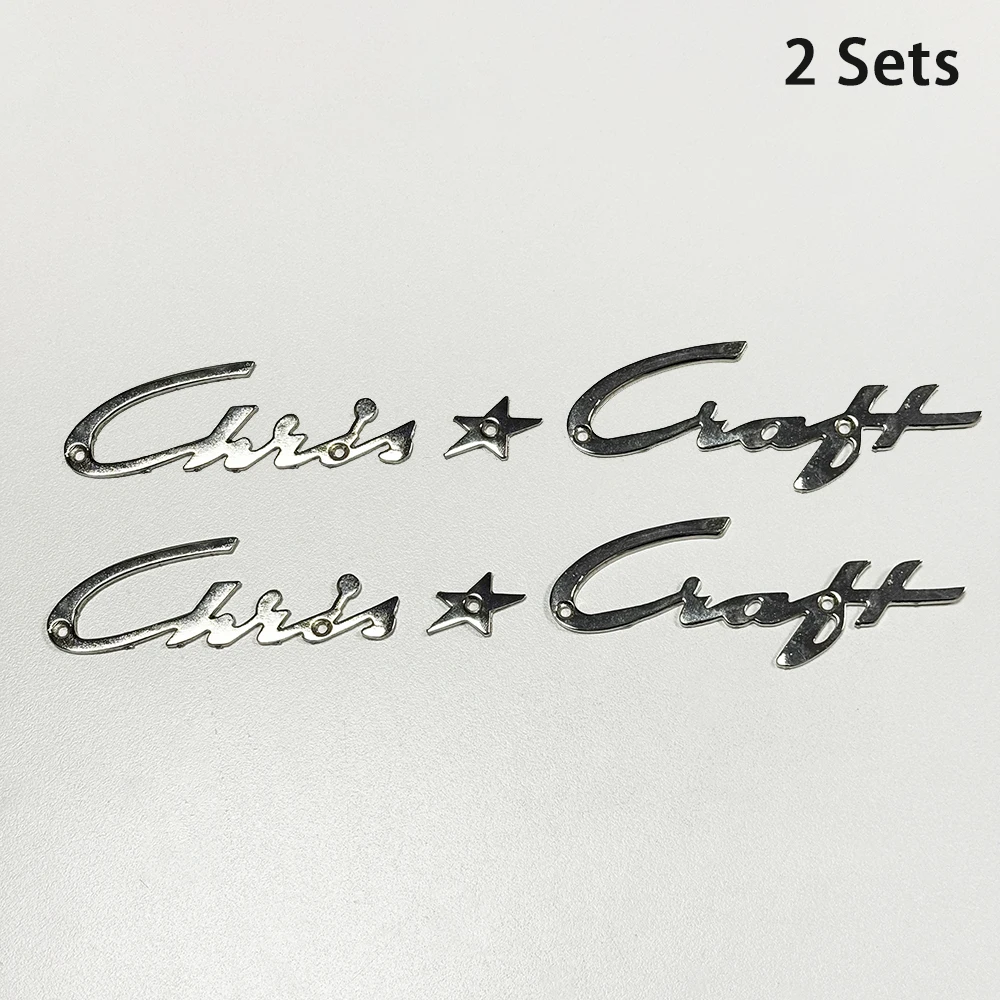 

2 Sets of Chris * Craft Vintage Chrome Plated Logo Badge Small Version Project/Restoration For Interior Panel