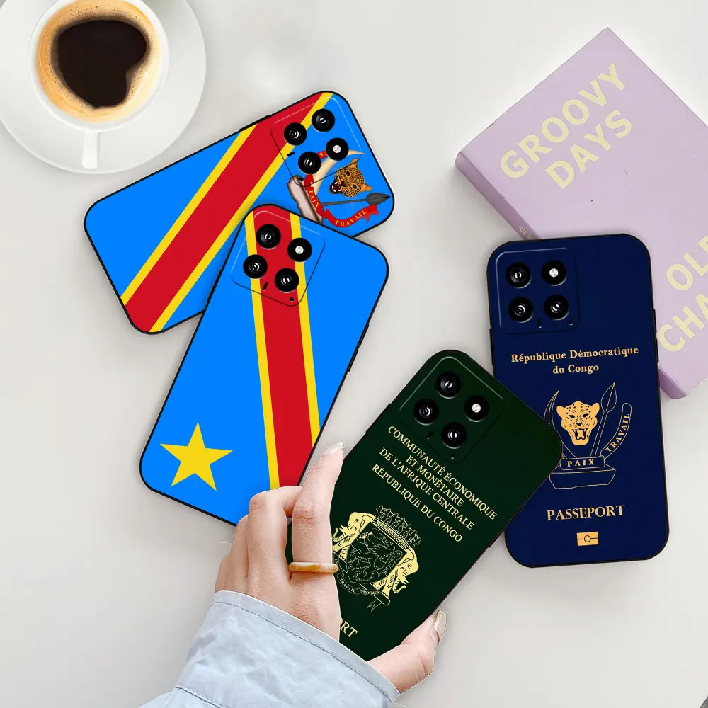 Democratic Republic Of The Congo Flag Passport Case For Xiaomi 14 13 13T 12 12T 11 11T 11X 10 10T 9 8 Pro Lite Black Soft Cover