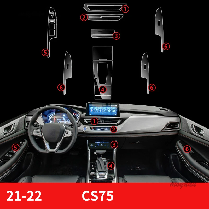 

Прозрачная пленка из ТПУ для Changan CS75 2018-2023 наклейка для защиты интерьера автомобиля с центральным управлением и переключением передач