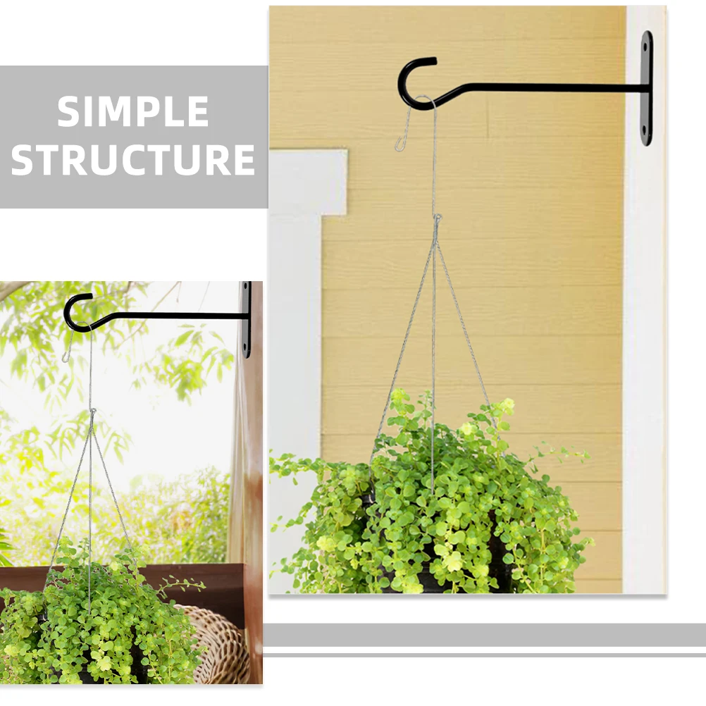 

2 Sets Hanging Basket Flower Pot Hooks Black Brackets Outdoor Garden Plant Hangers Ceiling Hooks Wall Mounted Sturdy Storage