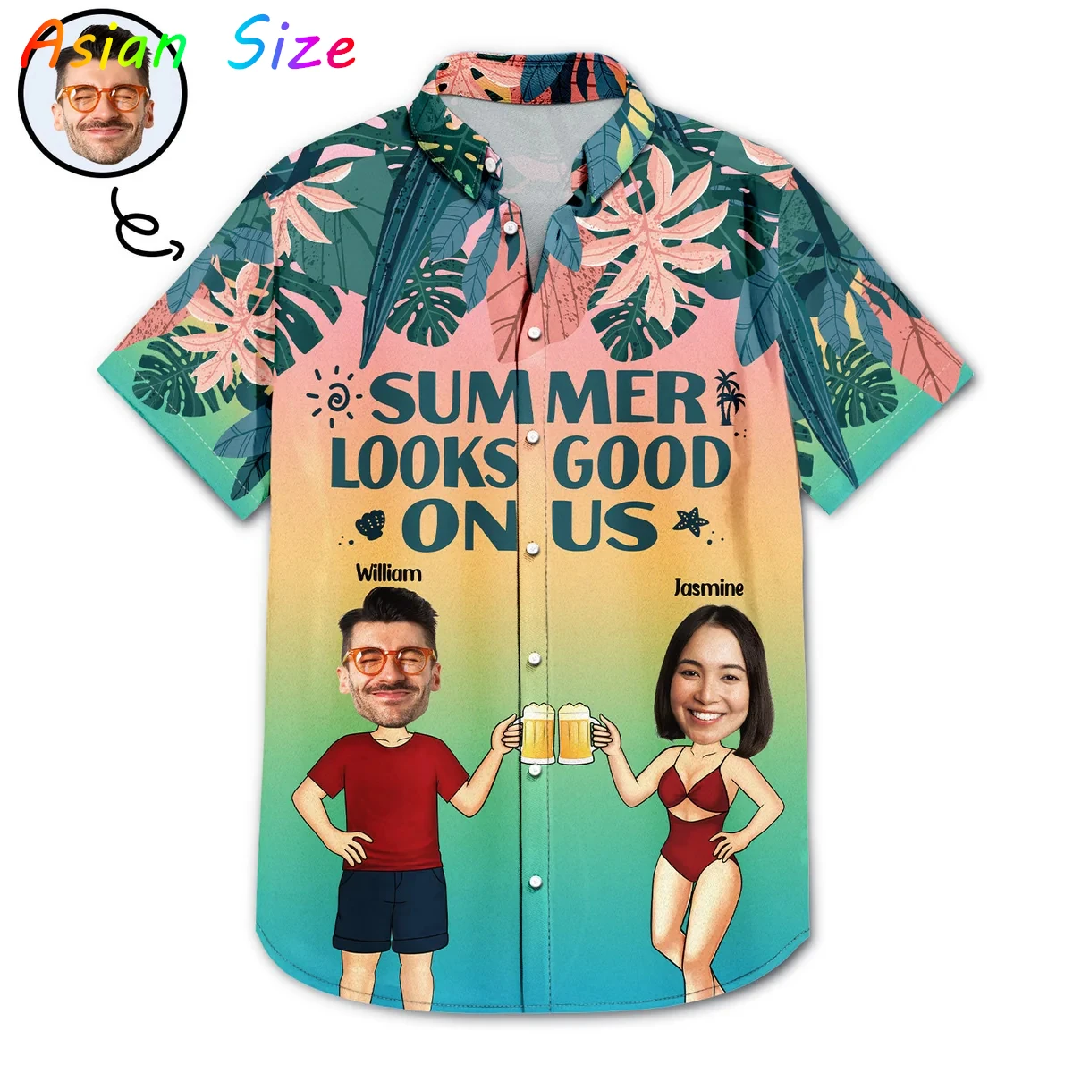 

Рубашки с индивидуальным дизайном в гавайском стиле, забавный персонализированный подарок для парня или девушки, новая тропическая пляжная рубашка, гавайские рубашки для пар, блузки в стиле Y2K