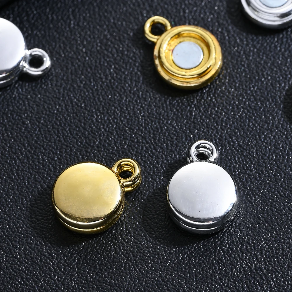 5 Paar magnetische Legierungs-Anhänger mit doppelter runder Schnalle, mit magnetischer Anziehung für die Verbindung von Halsketten und Armbändern. – Detail 9