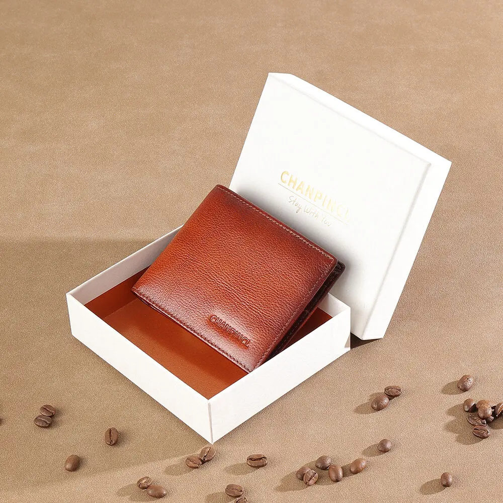 

【Genuine Cow Leather】CHANPINCL Men's Wallet Luxury Original Short Tri-Fold First Layer Cowhide Purse Business Horizontal Fashion