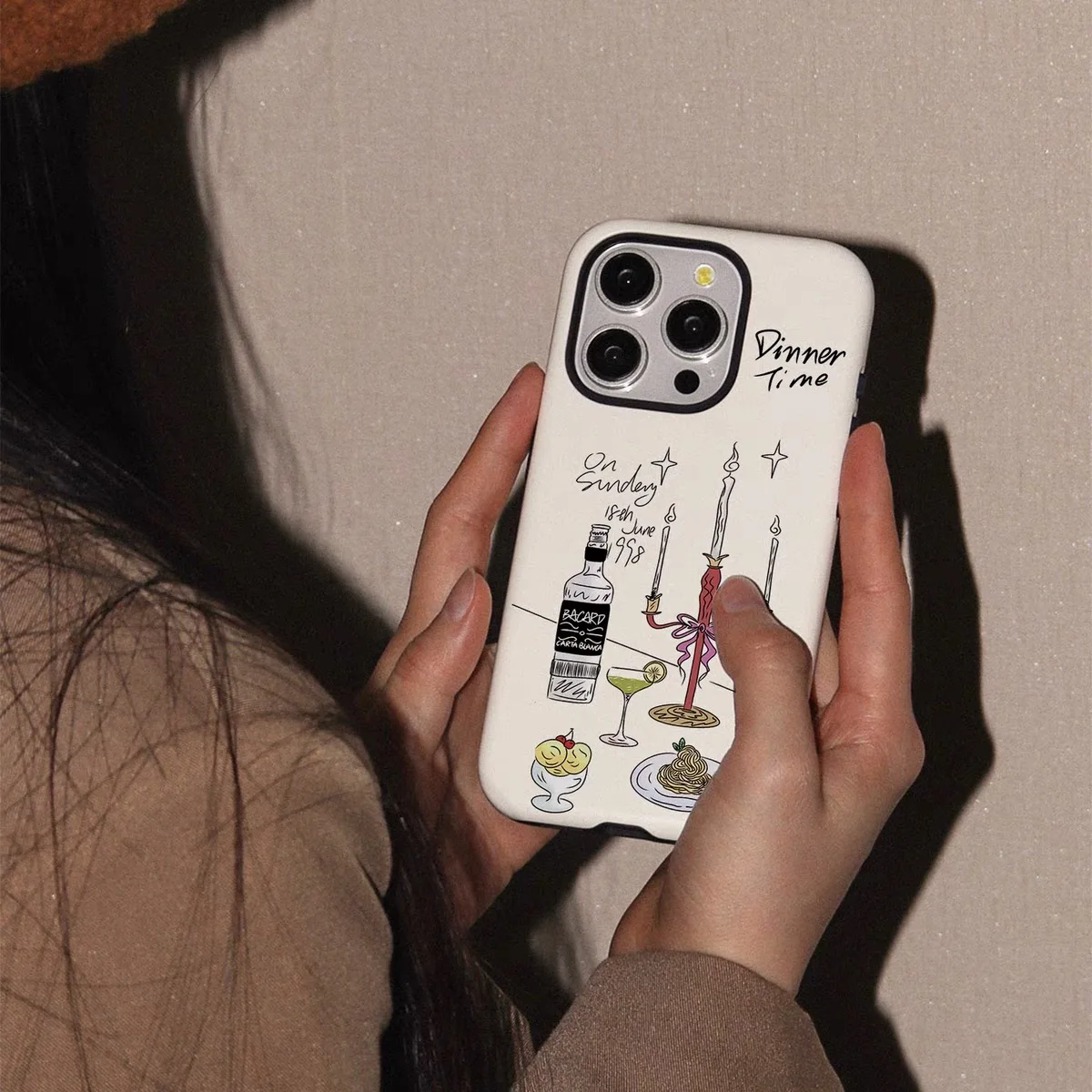 Ins Milk White Candlelight Dinner Case for IPHONE 16PRO MAX 14 13 12 11 PRO Plus XR XS Acrylic TPU Two in One Mobile Phone Cases