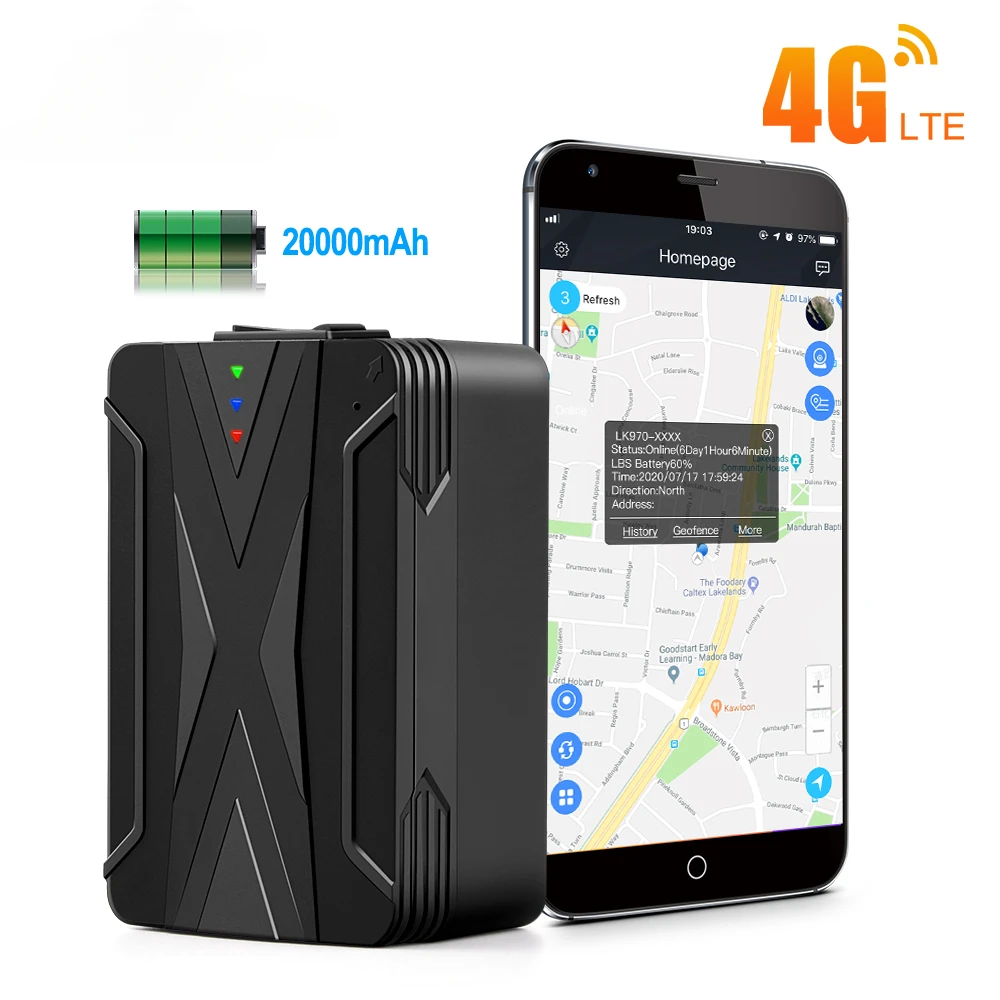 4G GPS Car Tracker 240 Days Standby 20000mah Vehicle GPS Tracker Waterproof IP65 GPS Locator Tracking Magnets Drop Shock Alarm