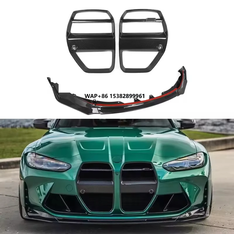 

G80 G82 G83 M3 M4 Grille Front Bumper Lip Dry Carbon Fiber Glossy Black V Style Car Parts Trim Accessories