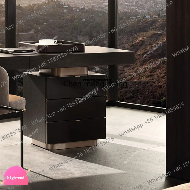 

Wooden Desk with Drawer and Storage Cabinet Stainless Steel Legs, Computer Desk,Writing Table for Home Office or Study Room