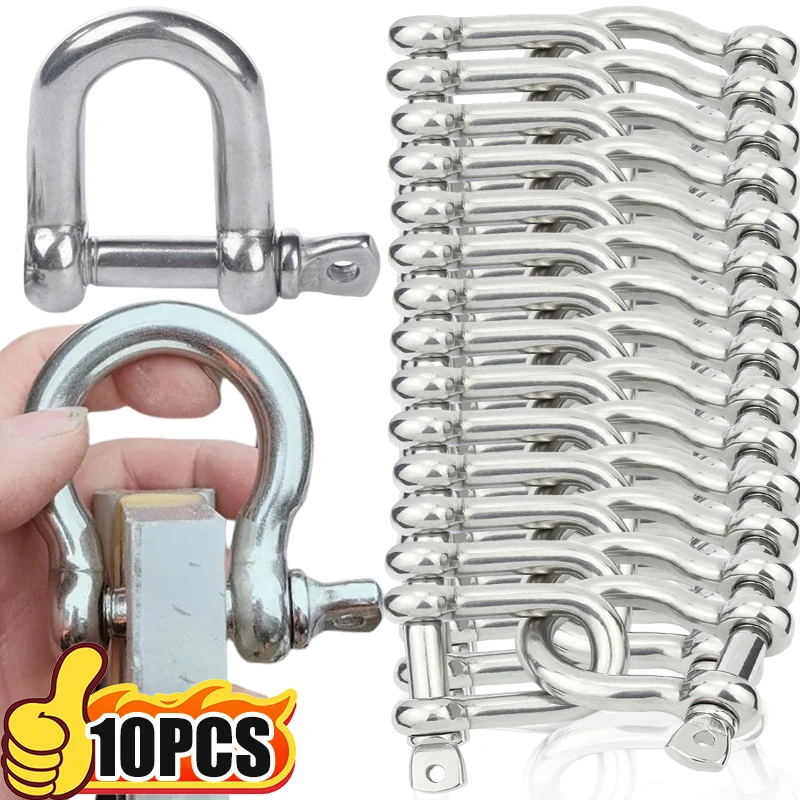M4 M5 M6 M8 Stainless Steel Shackles Heavy Duty D Link Hook for Wire Rope Chains Lifting Boat Rigging Shackle Clip Hardware Tool
