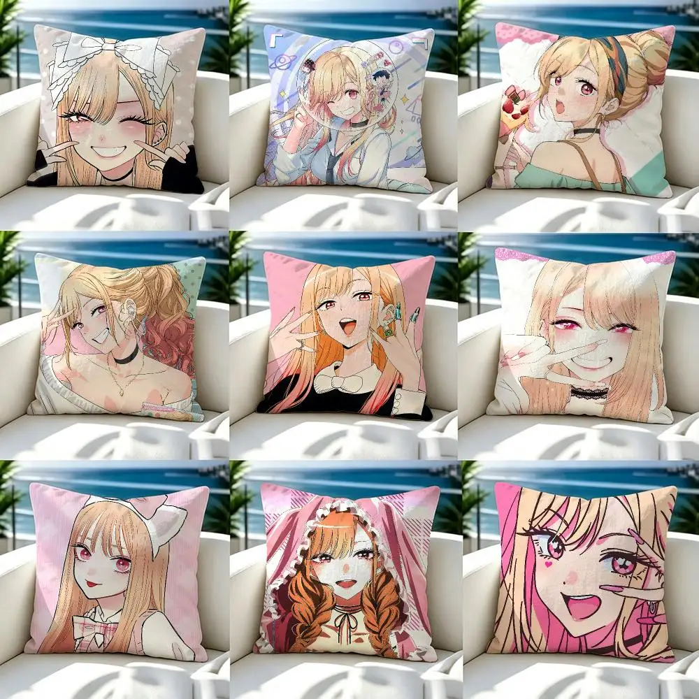 Character Kitagawa Marin Cushion Cover Soft Pillow Cover Two‑Side Printing Throw Pillow Case for Sofa Pillowcase Home Decoration