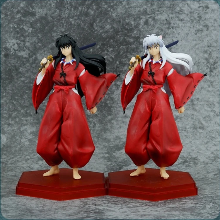 20cm Inuyasha Anime Action Figure Collectible Statue Standing Pose Two Styles (White/Black Hair) for Toy & Hobby