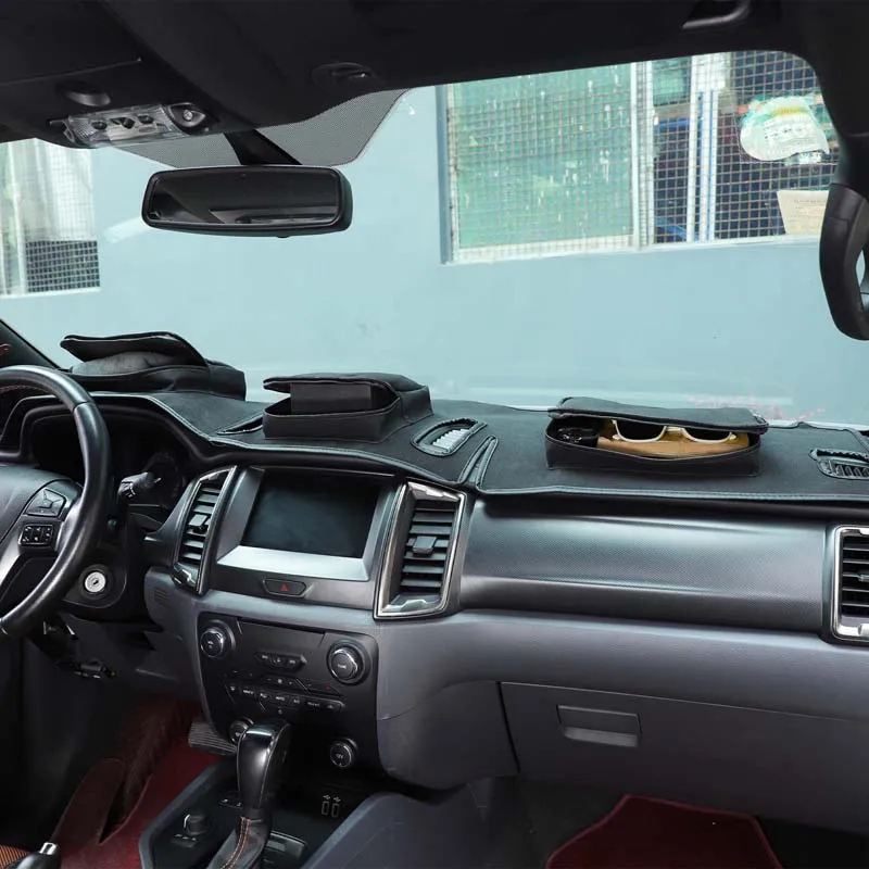 

Suetlcoity For Ford Ranger Wildtrak T6 T7 T8 15-21 Car Dashboard Sunscreen Pad with Zipper Storage Bag Interior Car Accessories