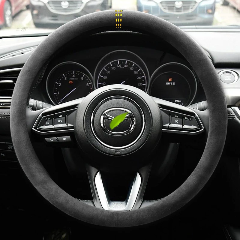 

For Mazda 3 Axela 6 Atenza CX-5 CX-4 CX-30 Non-Slip Four Season Universal Suede Steering Wheel Cover Car Interior Accessory