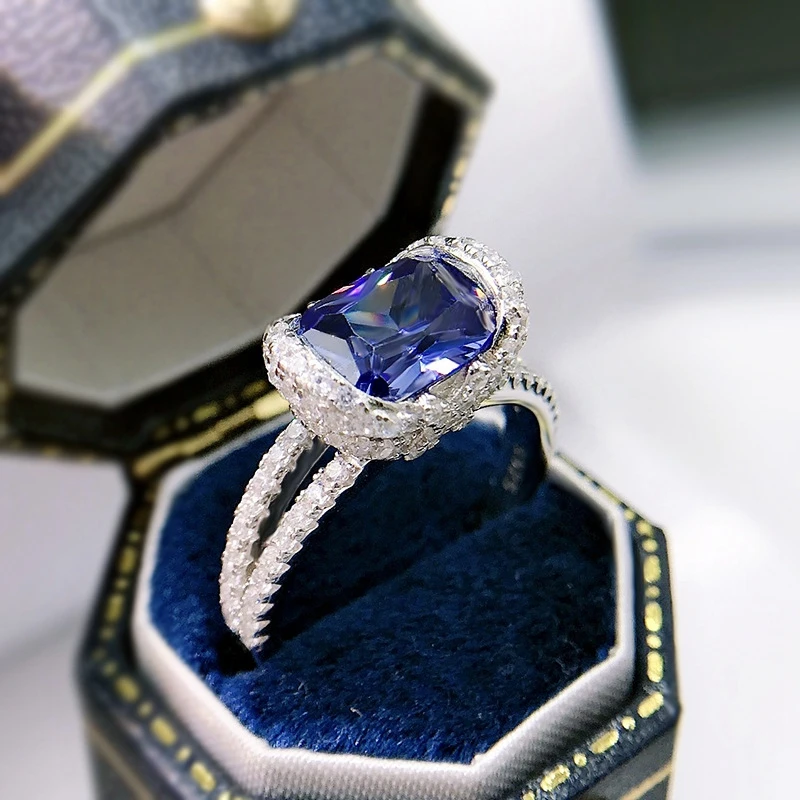 SHIPEI Vintage 925 Sterling Silver Sapphire Gemstone 18K Gold Plated Women Ring Wedding Engagement Fine Jewelry Gift Wholesale