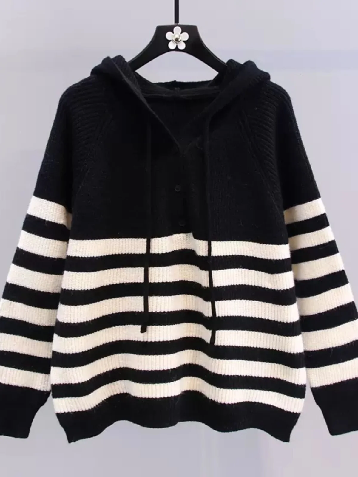 

Women's Long Sve Striped Knitwear Hoodie Overhead Sweater Brand Bule Casual Spring Autumn Winter Straight Cut Commute Sle