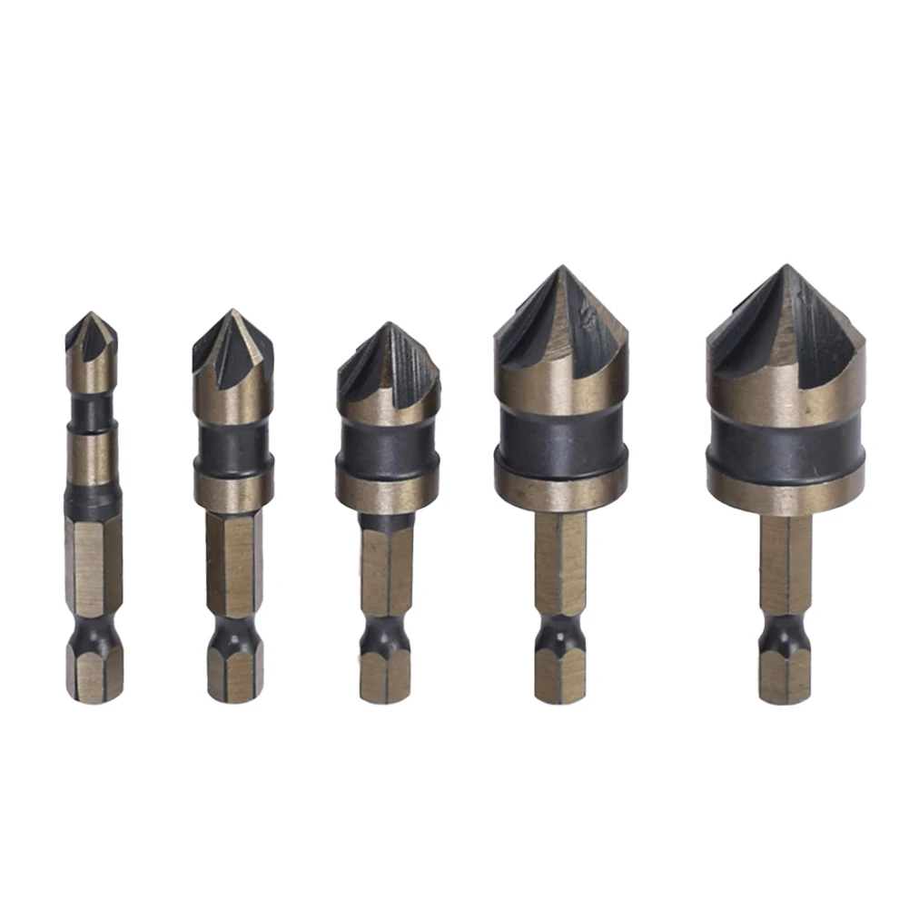 82 Degree Countersink Drill Bits Set of 5 for Smooth For Drilling in Various Materials including Stainless Steel and Wood