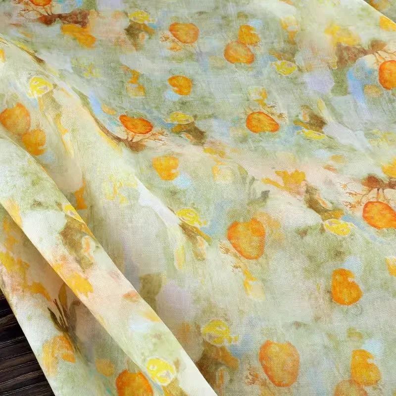 High quality Natural Ramie Linen Digital Printing Summer Hand Sewing by the meter fabric for dress Wholesale