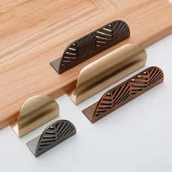Simple Handle Leaf Brass Invisible Cabinet Wardrobe Furniture Drawer Zinc Alloy Gold Handle